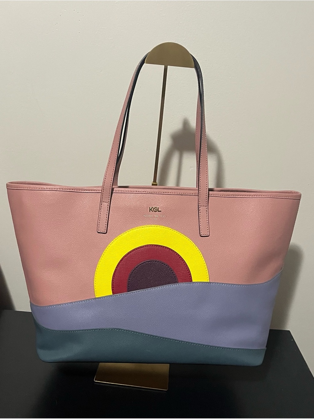Kurt Geiger London Saffiano Leather Sunset Rainbow Landscape Tote Bag